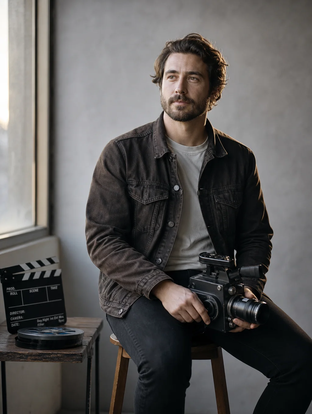 Cinematic creator behind the camera lens